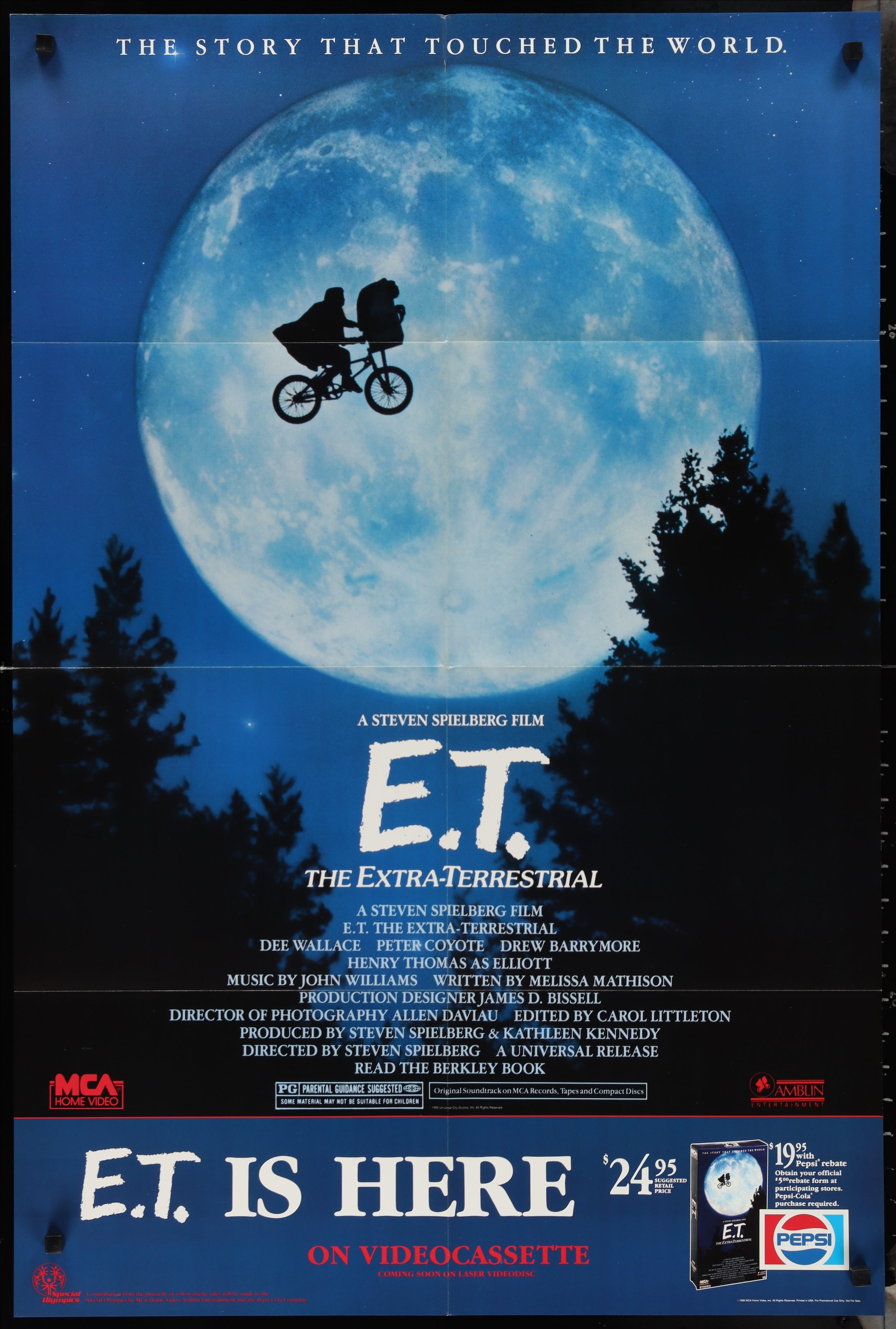 E.T. The Extra Terrestrial (1988) Original Video Store Poster