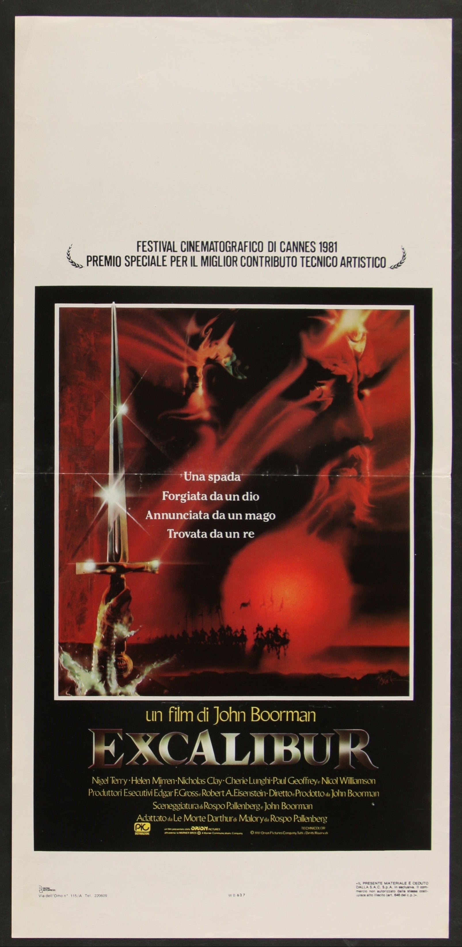 Excalibur (1981) Original Italian Locandina Movie Poster