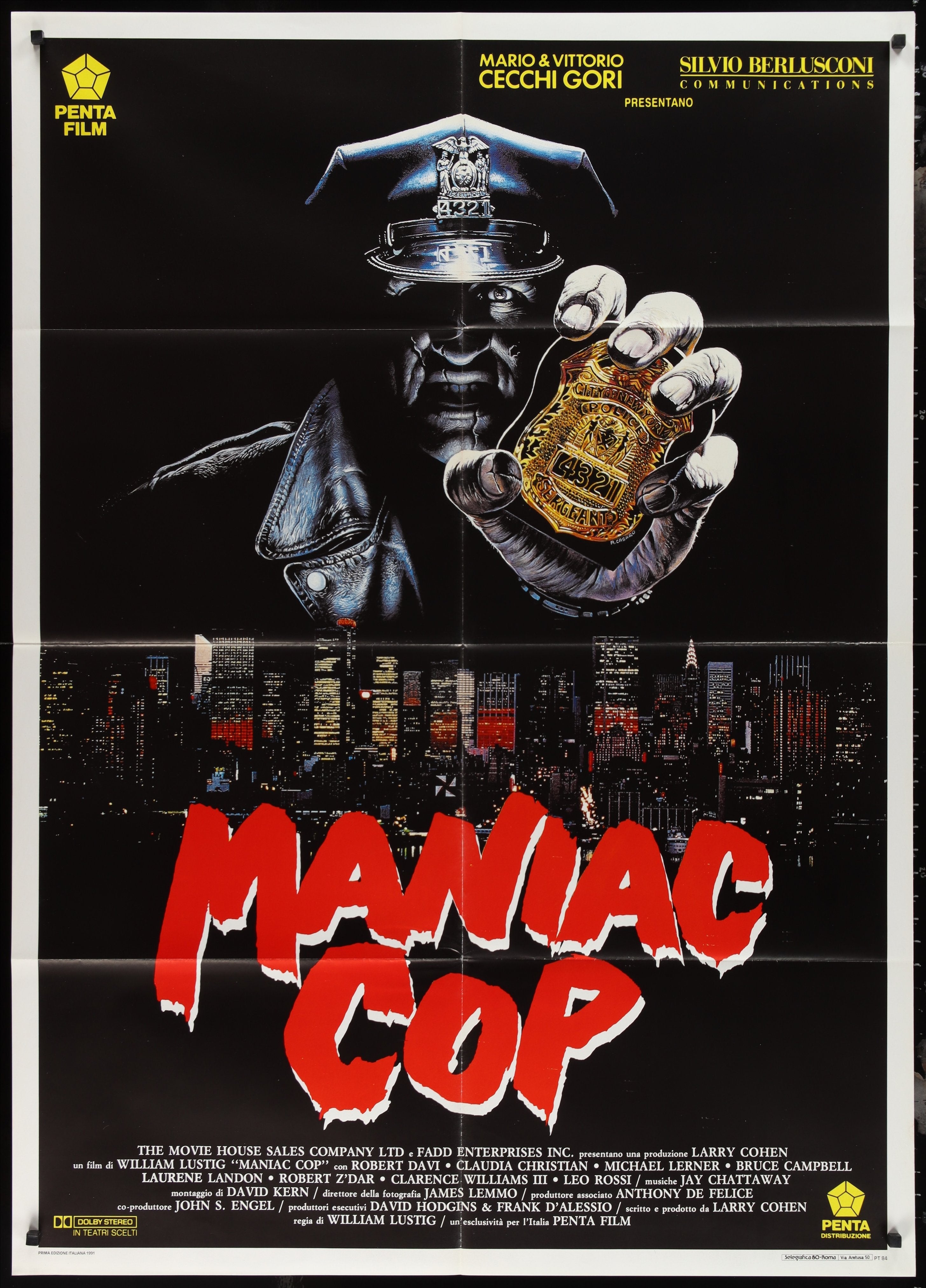 Maniac Cop (1991) Original Italian One Panel Movie Poster