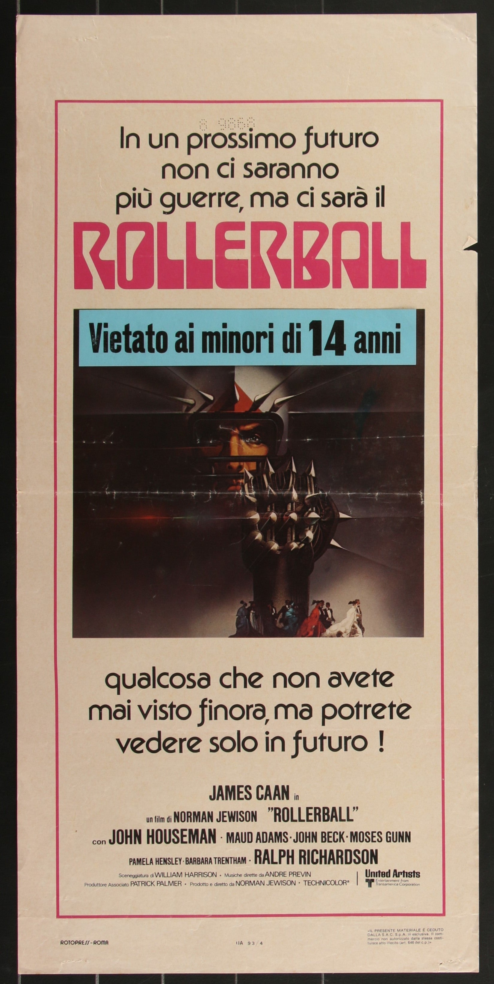Rollerball (1970s RR) Original Italian Locandina Movie Poster