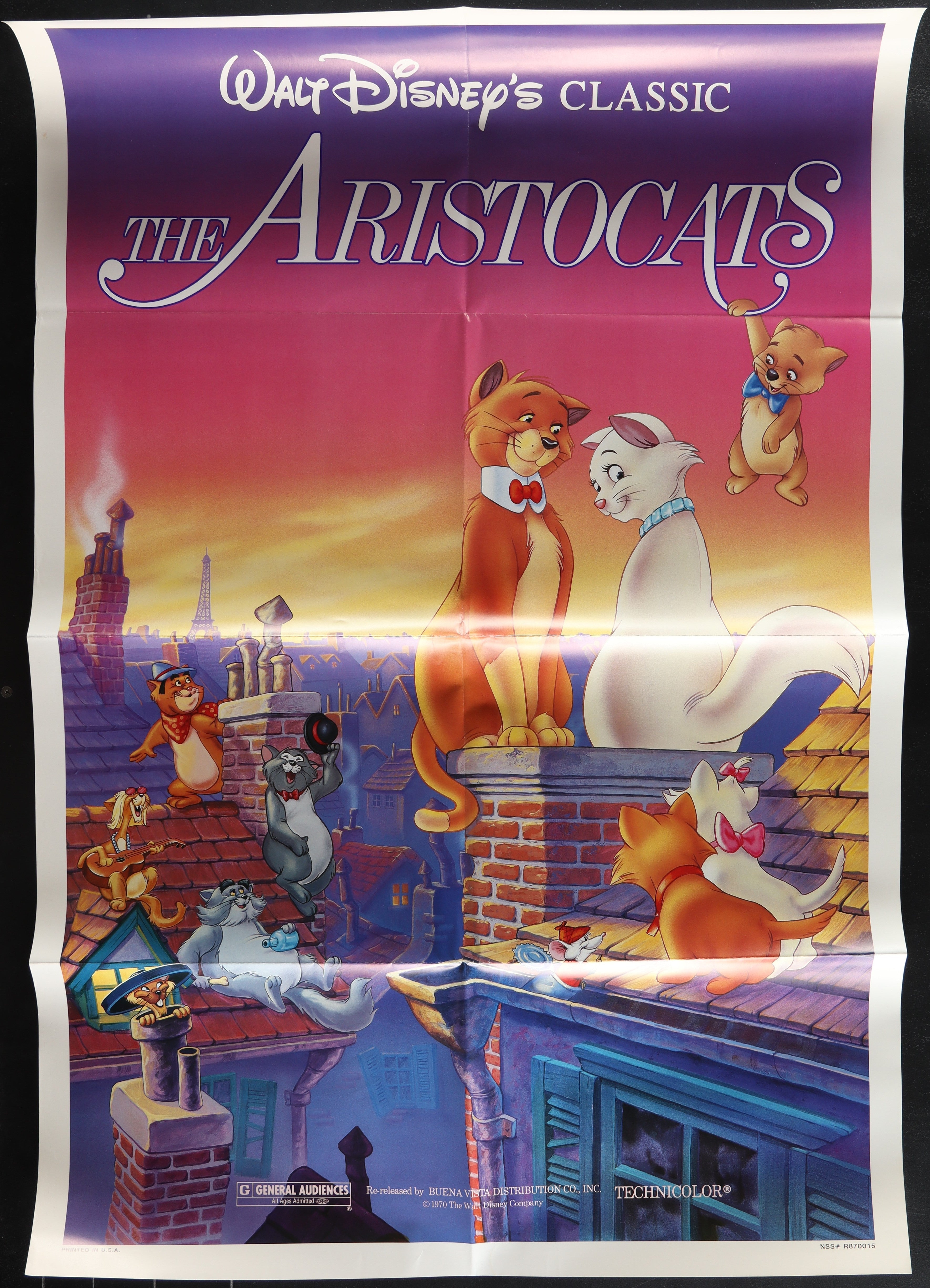 The Aristocats (1987 RR) Original US One Sheet Movie Poster