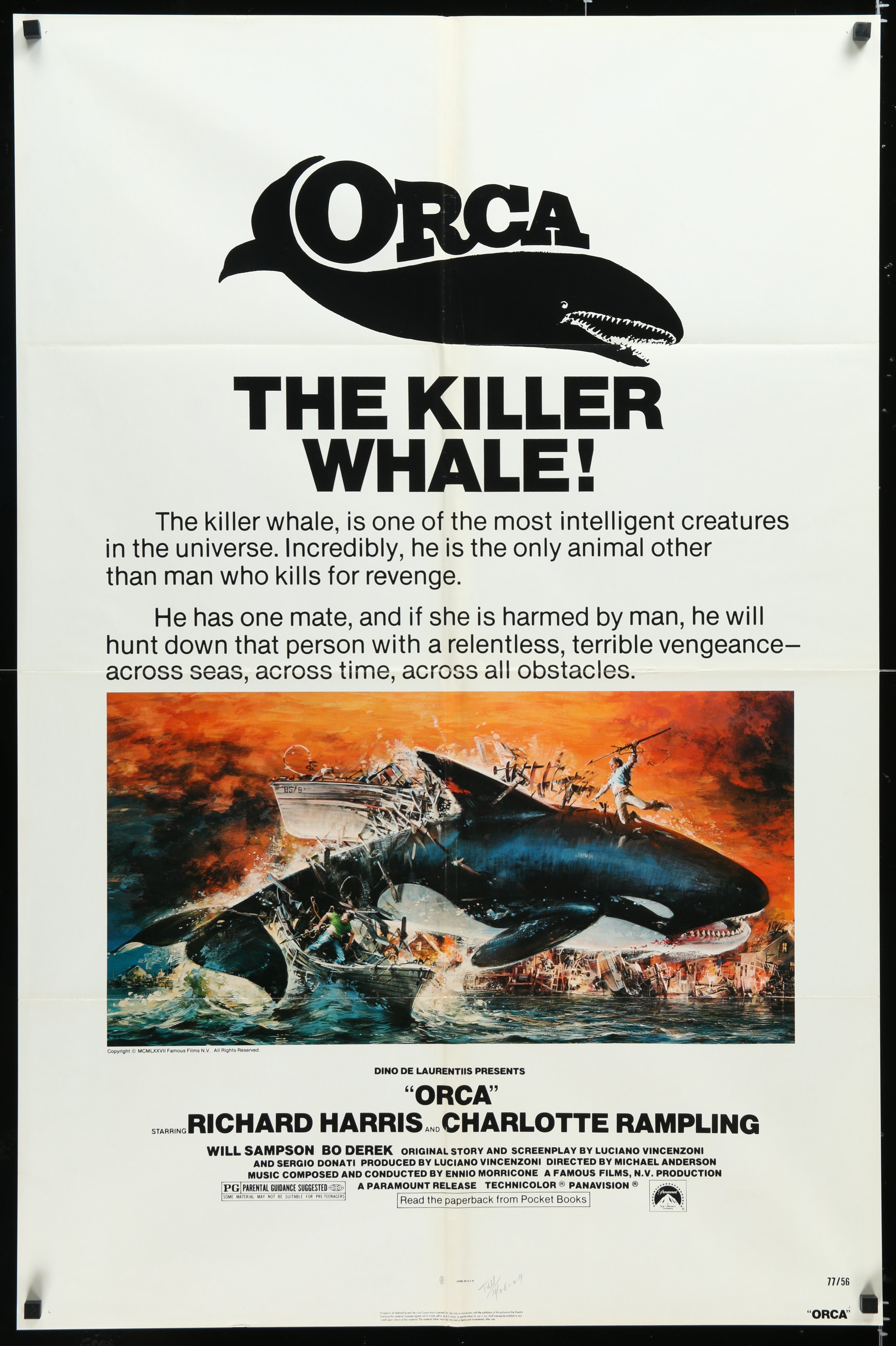Orca (1977) Original US One Sheet Movie Poster