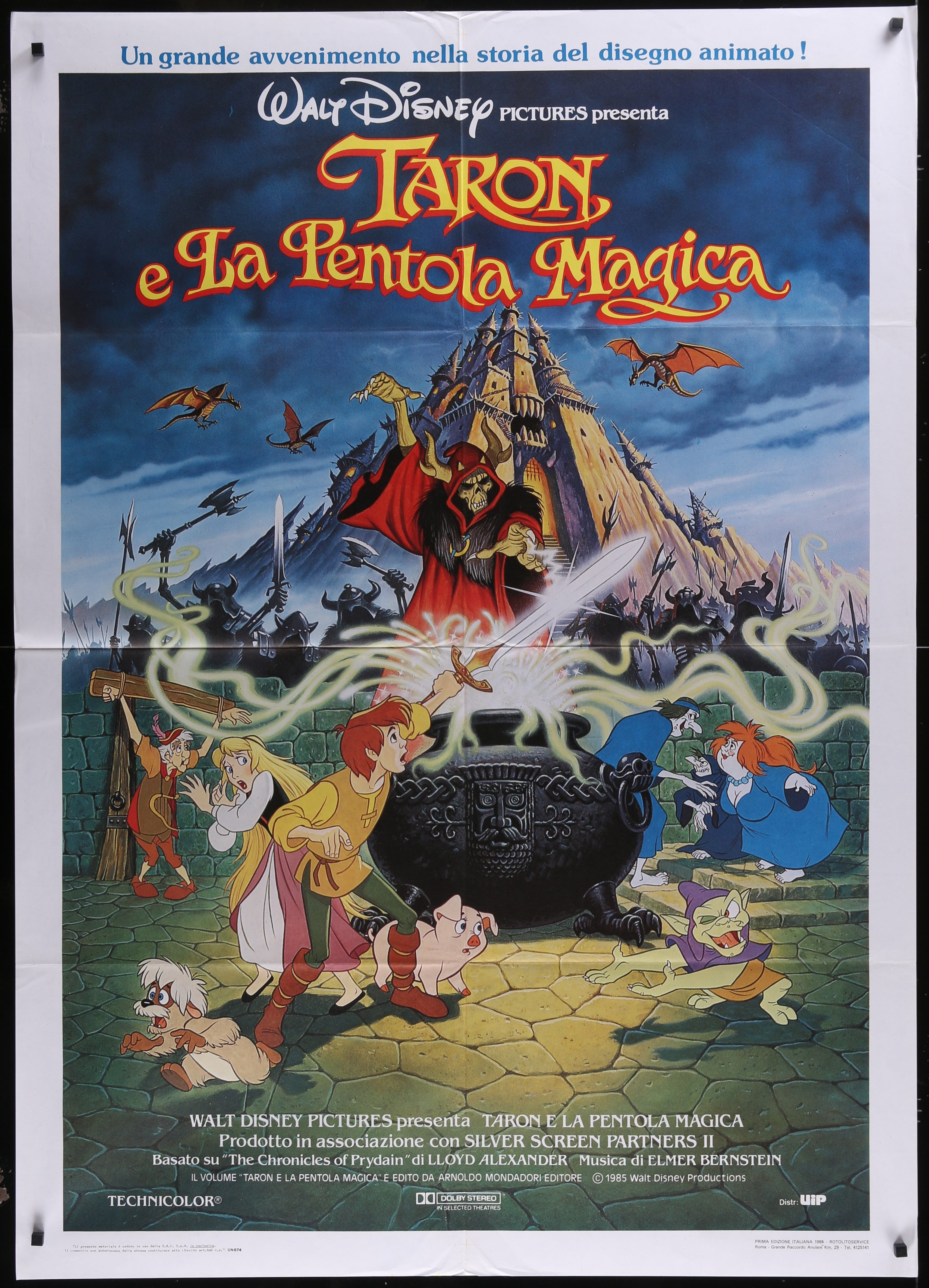 The Black Cauldron (1986) Original Italian One Panel Movie Poster