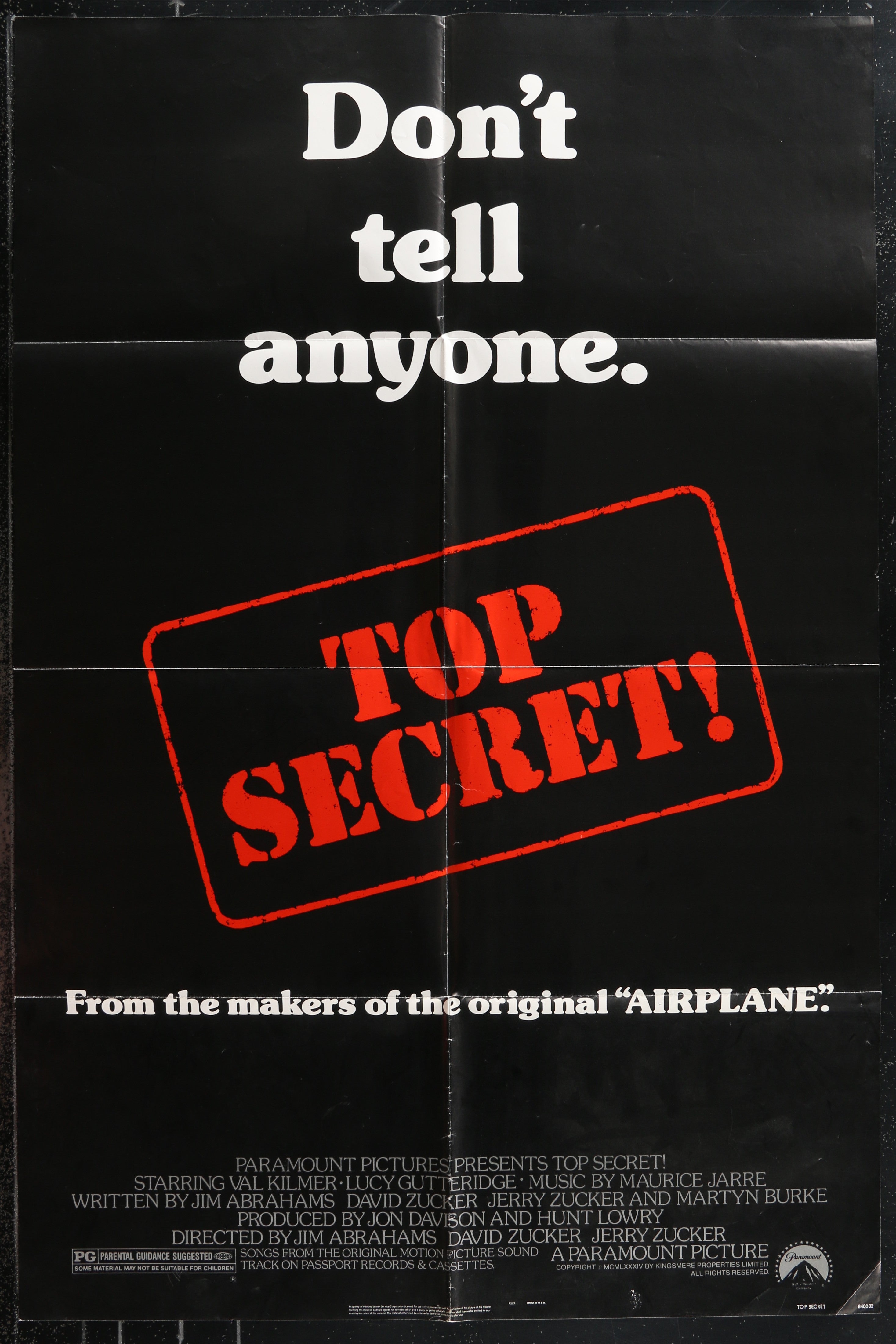 Top Secret! (1984) Original US One Sheet Movie Poster