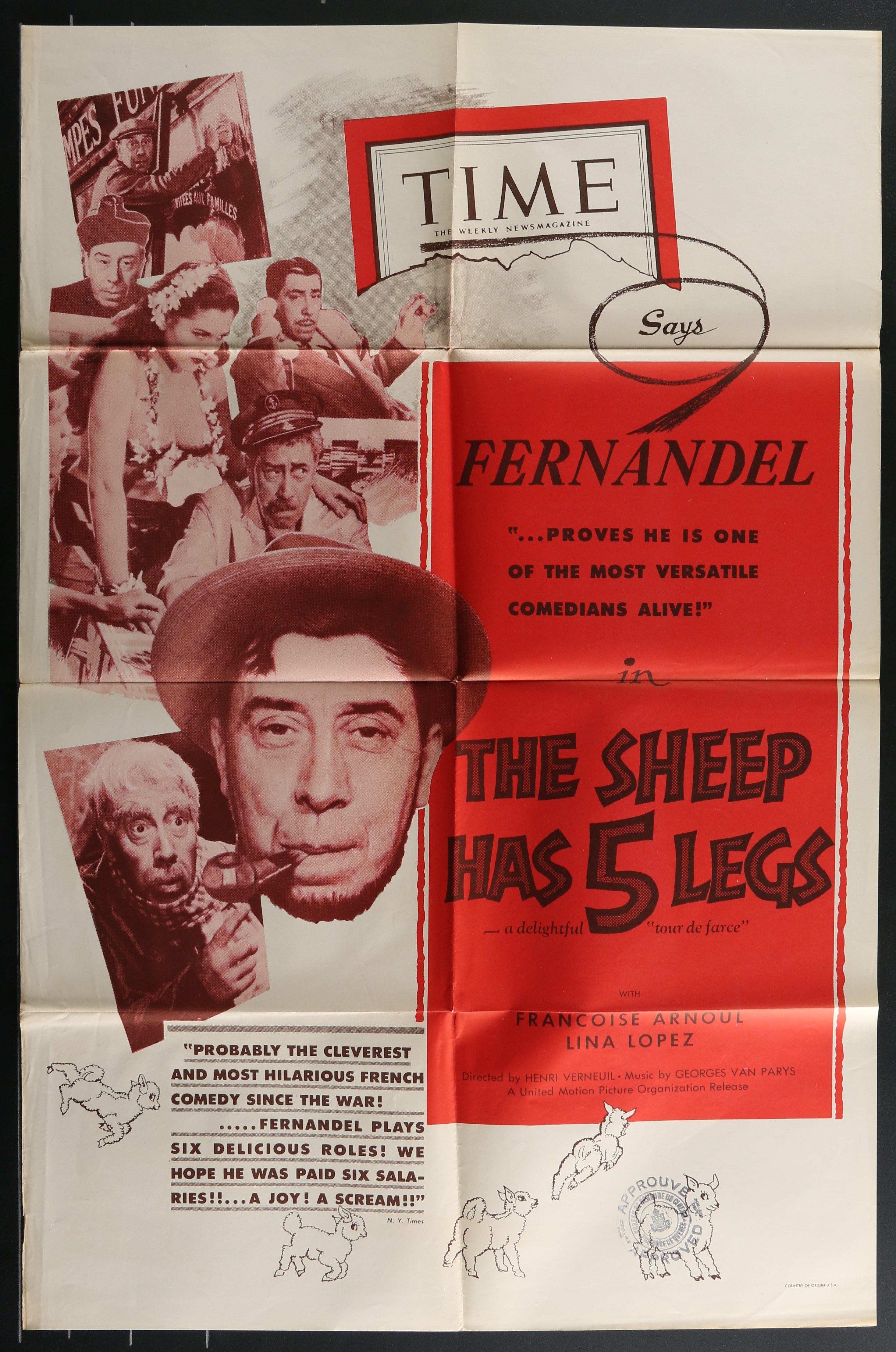 The Sheep Has 5 Legs (1955) Original US One Sheet Movie Poster