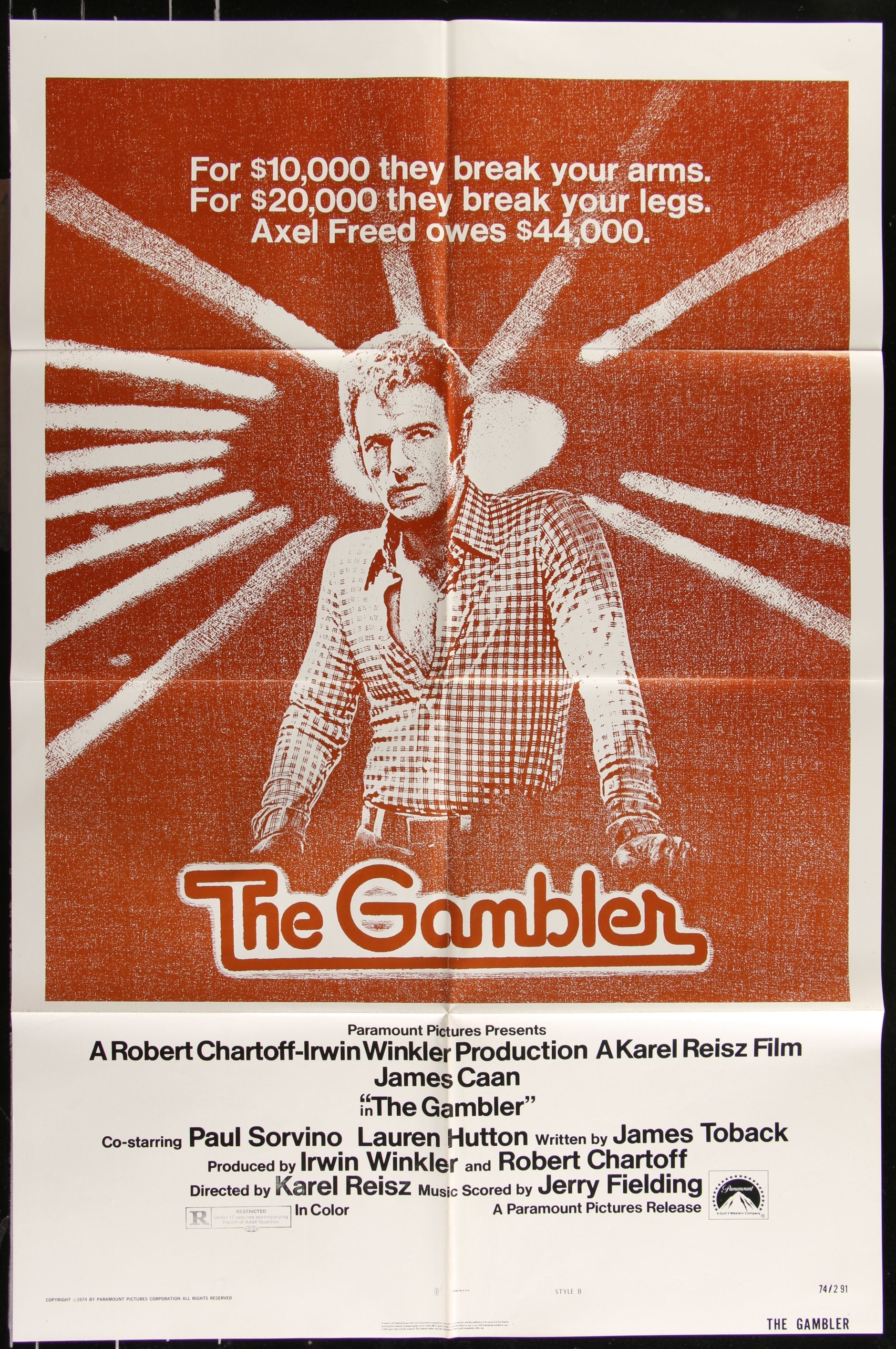 The Gambler (1974) Original US One Sheet Cinema Poster