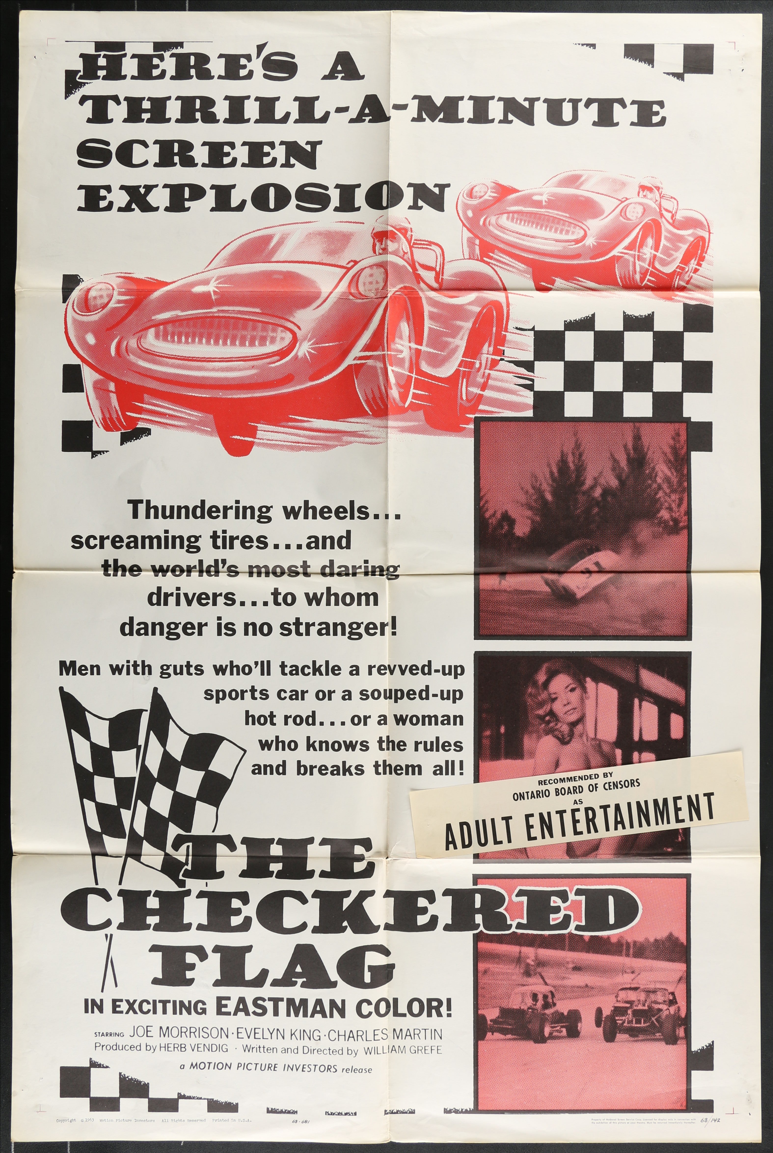 The Checkered Flag (1963) Original US One Sheet Movie Poster