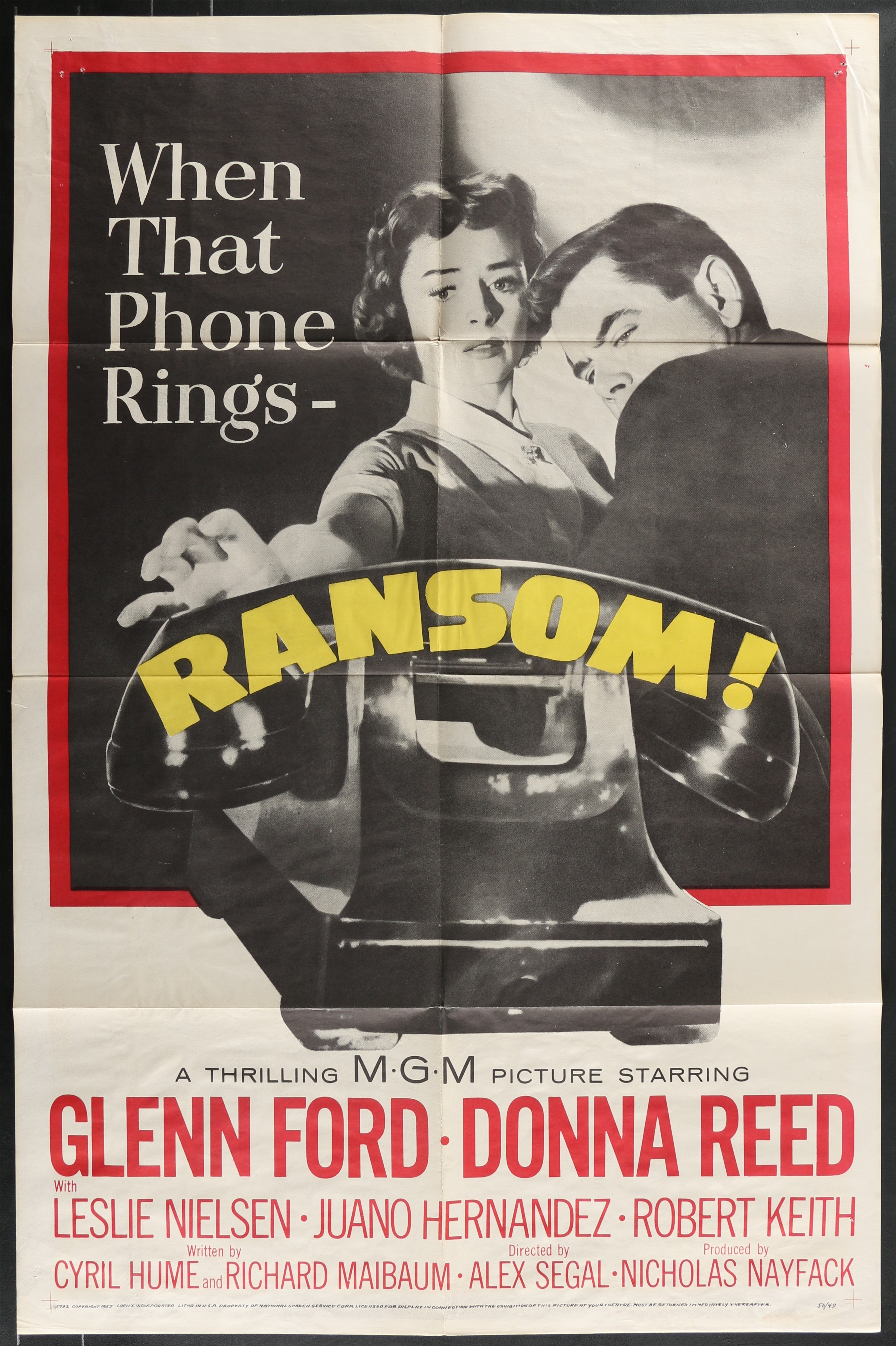 Ransom (1956) Original US One Sheet Movie Poster