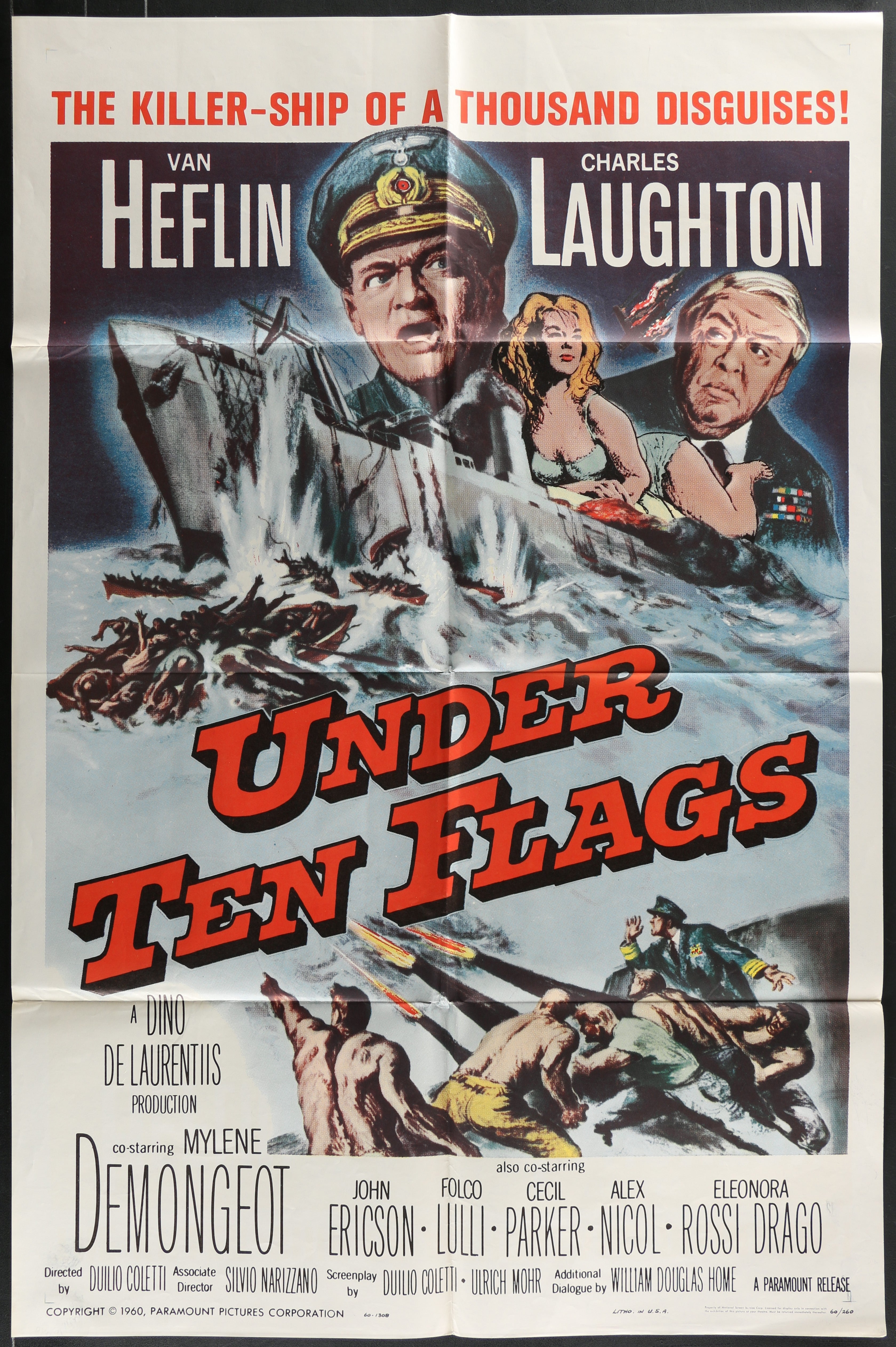Under Ten Flags (1960) Original US One Sheet Movie Poster